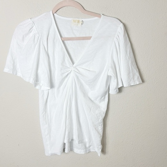 Nation LTD Dusty Twisted Flutter Sleeve in white size Medium - Picture 1 of 6